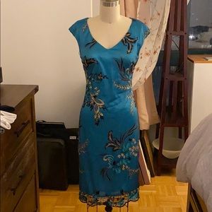 Sue Wong blue embroidered dress